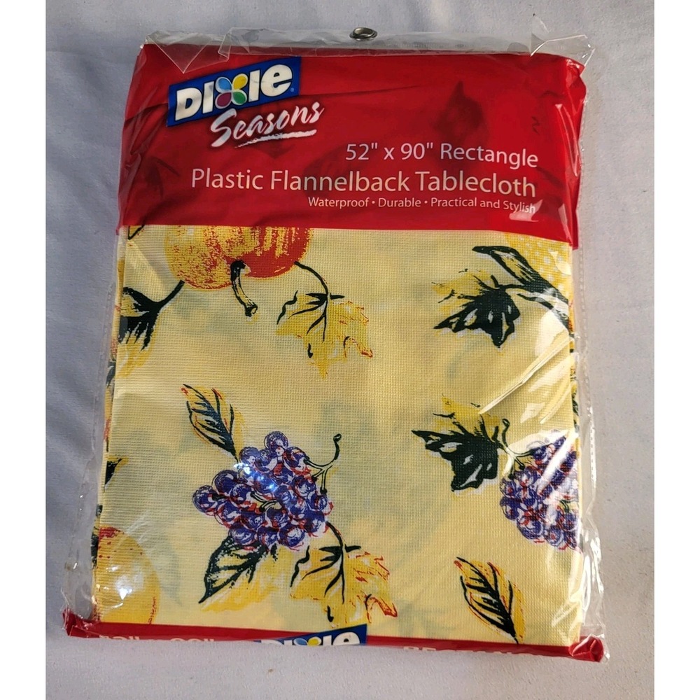 VTG 2005 Dixie Apples Fall Vinyl/Flannel Back Tablecloth 52" X 90" Rectangle NOS